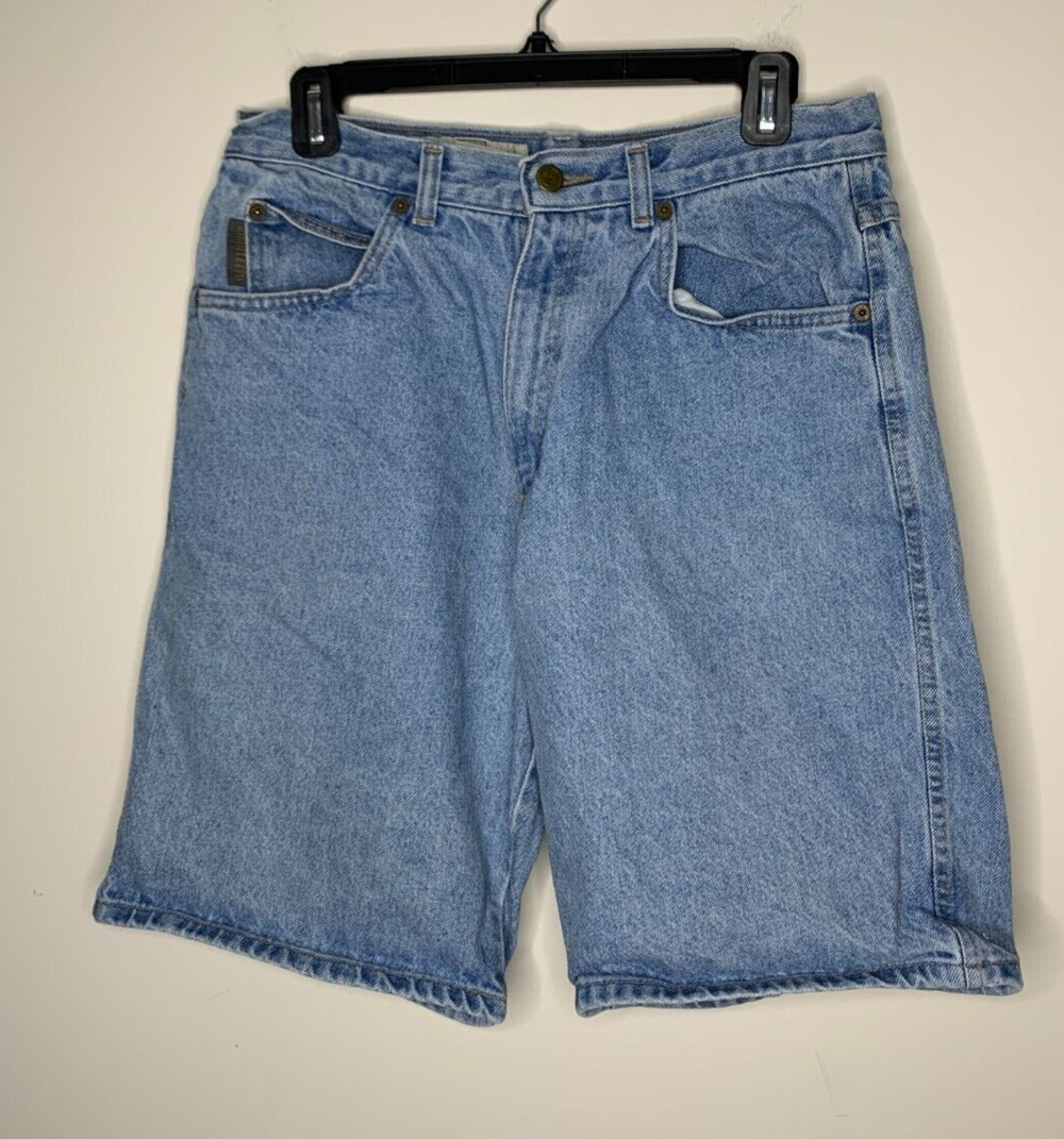 Rigolletto Mens Size 34 Denim Shorts Blue Pockets Jeans Vintage Light Wash